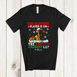 MacnyStore - Personalized Custom Name Saxophone Player Team On Naughty List; Joyful Christmas Musician Snowman T-Shirt