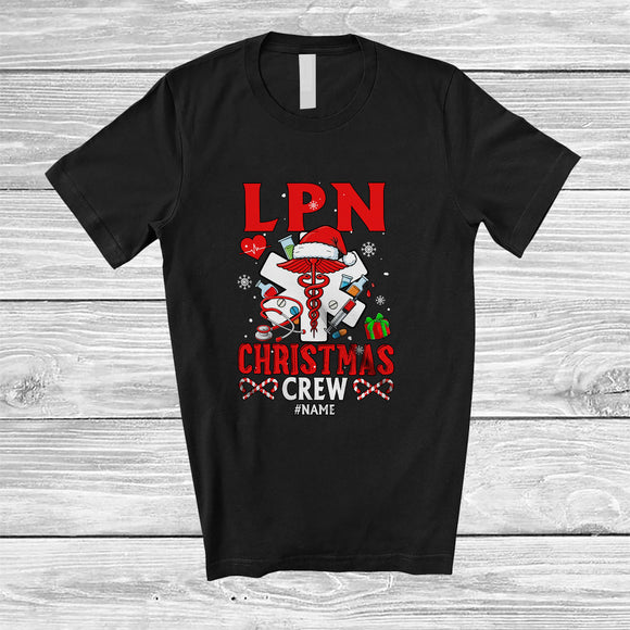 MacnyStore - Personalized Custom Name LPN Christmas Crew; Lovely Santa Nursing Tools; Nurse Group T-Shirt