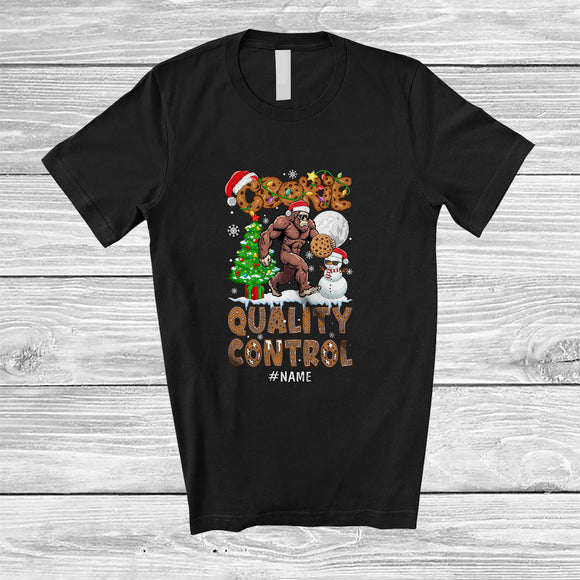 MacnyStore - Personalized Custom Name Cookie Quality Control; Lovely Christmas Bigfoot Snowman Baker Baking T-Shirt
