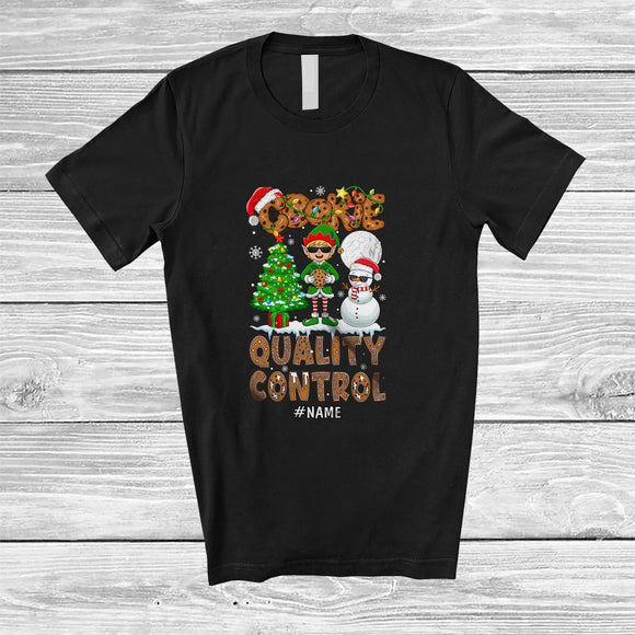 MacnyStore - Personalized Custom Name Cookie Quality Control; Lovely Christmas Elf Snowman Baker Baking T-Shirt