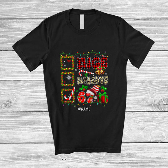 MacnyStore - Personalized Custom Name Nice Naughty 6 7; Joyful Christmas Leopard Plaid Boys Girls Teenager; Family T-Shirt