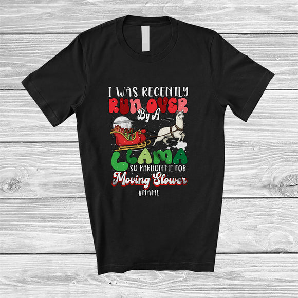 MacnyStore - Personalized Custom Name Got Run Over By A Llama; Amazing Christmas Santa Sleigh Groovy T-Shirt