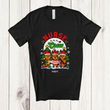 MacnyStore - Personalized Custom Name Nurse Crew 2025; Amazing Christmas Three Reindeers; Family T-Shirt
