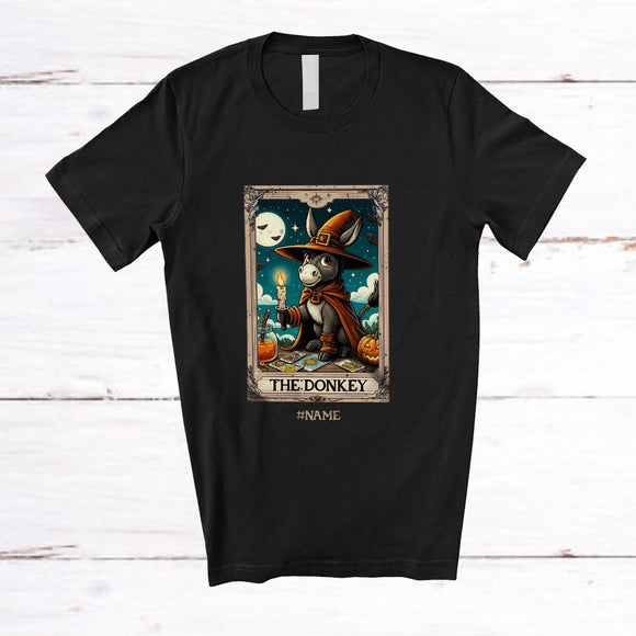 MacnyStore - Personalized Donkey Witch Tarot Card; Awesome Halloween Custom Name Animal Lover Farmer T-Shirt