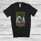 MacnyStore - Personalized Custom Name Elf Running Team; Amusing Christmas Tree Sweater Runner T-Shirt