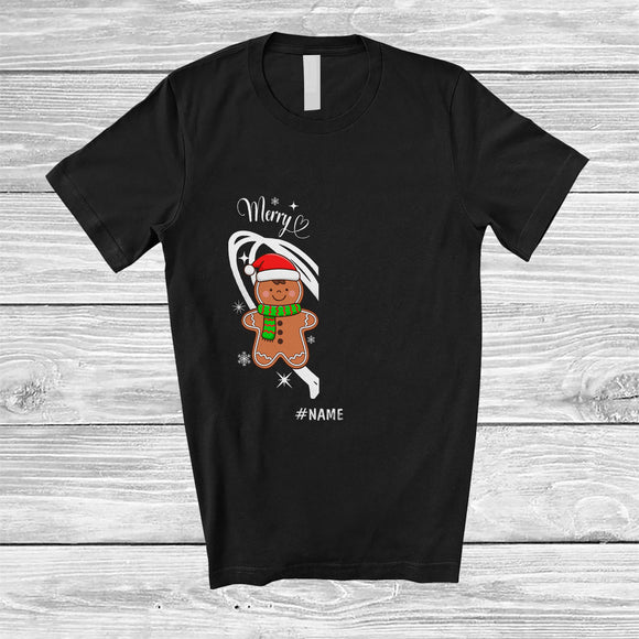 MacnyStore - Personalized Custom Name Merry Christmas; Lovely Gingerbread Heart Shape; Men Couple T-Shirt