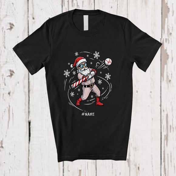 MacnyStore - Personalized Baseball 67; Joyful Christmas Santa Playing Baseball; Custom Name Player T-Shirt