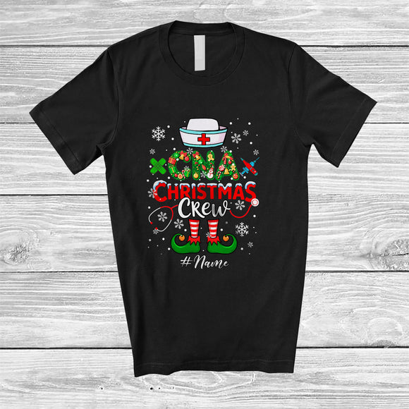MacnyStore - Personalized Custom Name CNA Christmas Crew; Adorable Christmas Elf Nurse Nursing Group T-Shirt
