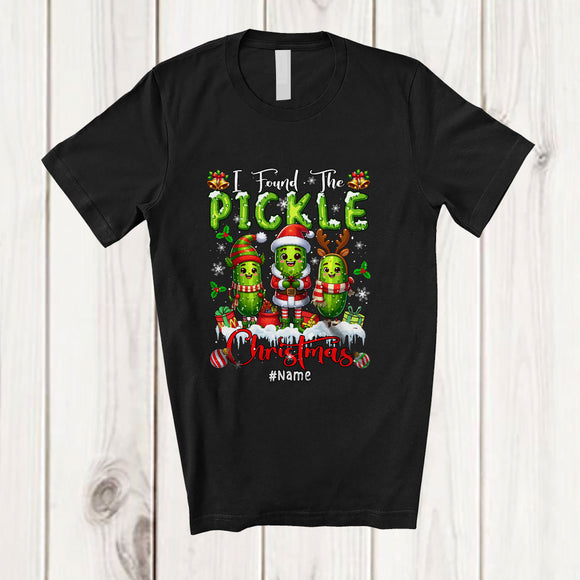 MacnyStore - Personalized Custom Name I Found The Pickle Christmas; Lovely X-mas Three Pickles Family T-Shirt