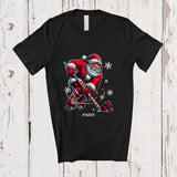MacnyStore - Personalized Ice Hockey 67; Joyful Christmas Santa Playing Ice Hockey; Custom Name Player T-Shirt