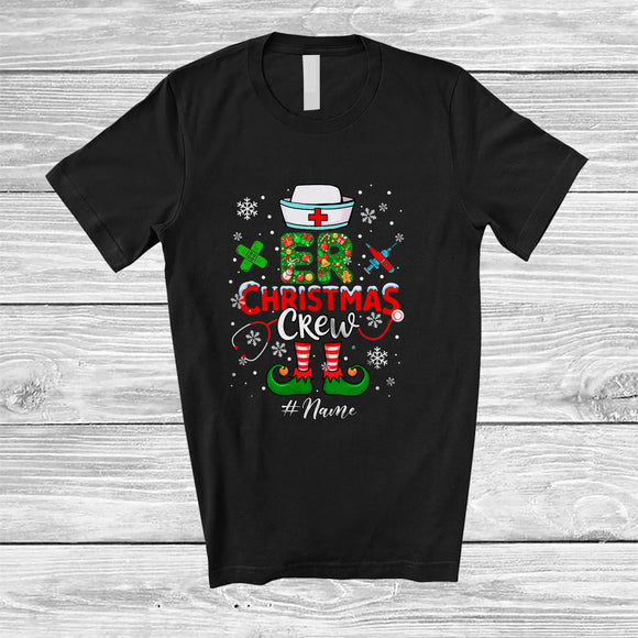 MacnyStore - Personalized Custom Name ER Christmas Crew; Adorable Christmas Elf Nurse Nursing Group T-Shirt