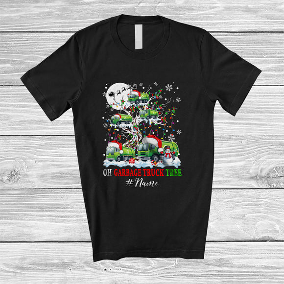 MacnyStore - Personalized Custom Name Oh Garbage Truck Tree; Lovely Snow Garbage Truck On Christmas Tree T-Shirt