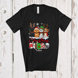 MacnyStore - Personalized Custom Name Christmas Squad; Adorable X-mas Plaid Four Santa Elf Dog Owner T-Shirt