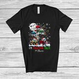 MacnyStore - Personalized Custom Name Oh Tractor Tree; Lovely X-mas Snow Tractor On Christmas Tree T-Shirt