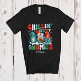 MacnyStore - Personalized Custom Name Chillin' With Gnomies; Amazing Christmas Groovy Three Gnomes Nurse T-Shirt