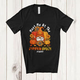 MacnyStore - Personalized Custom Name Meet Me At The Pumpkin Patch; Lovely Halloween Thanksgiving Gnome T-Shirt