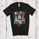 MacnyStore - Personalized Custom Name Christmas With Gnomies; Amazing Groovy Three Gnomes Nurse T-Shirt