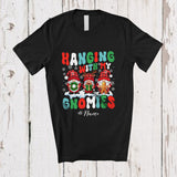 MacnyStore - Personalized Custom Name Hanging With Gnomies; Lovely Christmas Groovy Three Plaid Gnomes Nurse T-Shirt
