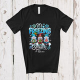MacnyStore - Personalized Custom Name Freezing Season; Lovely Christmas Winter Snow Plaid Three Cold Gnomes T-Shirt