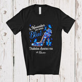 MacnyStore - Personalized Custom Name November We Wear Blue; Lovely Diabetes Awareness High Heels Butterflies T-Shirt