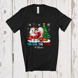 MacnyStore - Personalized Custom Name Too Cool For Santa; Humorous Christmas Tree Snow Cat Bubble T-Shirt