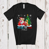 MacnyStore - Personalized Custom Name Too Cool For Santa; Humorous Christmas Tree Snow Corgi Bubble T-Shirt