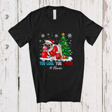 MacnyStore - Personalized Custom Name Too Cool For Santa; Humorous Christmas Tree Snow Pug Bubble T-Shirt