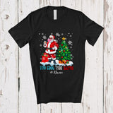 MacnyStore - Personalized Custom Name Too Cool For Santa; Humorous Christmas Tree Snow Santa Bubble T-Shirt