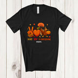 MacnyStore - Personalized Custom Name Peace Love Thanksgiving; Joyful Hand Sign Pumpkin Heart Turkey T-Shirt