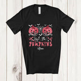 MacnyStore - Personalized Custom Name Save Pumpkins; Scary Halloween Breast Cancer Pink Ribbon Skeleton Hands T-Shirt