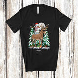 MacnyStore - Personalized Custom Name Dabbing Snowman Riding Mule Reindeer; Lovely Christmas Farmer T-Shirt