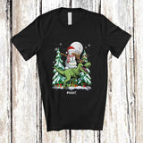 MacnyStore - Personalized Custom Name Dabbing Snowman Riding T-Rex Reindeer; Lovely Christmas Dinosaur T-Shirt