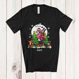 MacnyStore - Personalized Custom Name Sloth Riding Flamingo As Reindeer; Lovely Christmas Tree Animal T-Shirt
