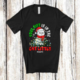 MacnyStore - Personalized Custom Name Your Gift Is In The Cat Litter; Humorous Christmas Lights Santa Cat T-Shirt