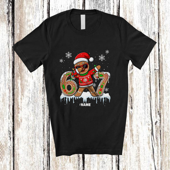 MacnyStore - Personalized Custom Name Dabbing Gingerbread Six Seven 67; Lovely Christmas Cream Drip; Baker T-Shirt