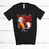 MacnyStore - Personalized Custom Name 2 HoHold ReinBeer; Joyful Christmas Santa Holding Beer Glass Drinking T-Shirt