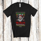 MacnyStore - Personalized Custom Name I Do It For The Ho's; Joyful Christmas Sweater Santa Face; Adult Family T-Shirt