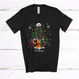 MacnyStore - Personalized Custom Name CNA Stethoscope Christmas Tree; Lovely X-mas Lights Nursing Nurse T-Shirt