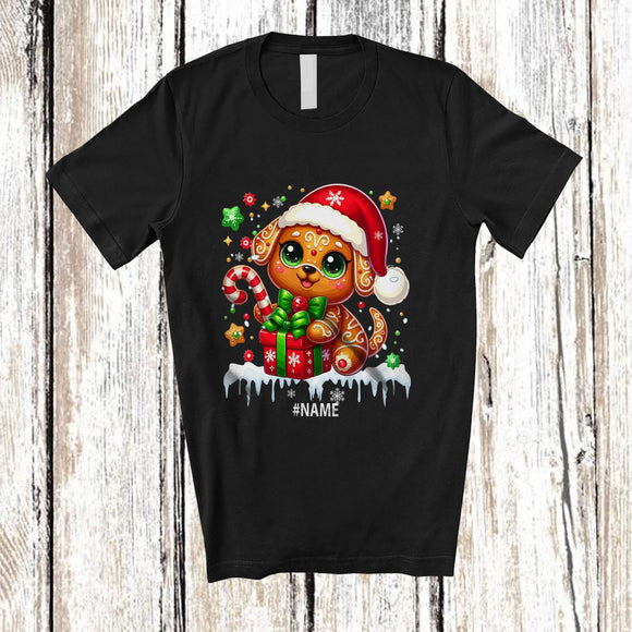 MacnyStore - Personalized Custom Name Dog Santa Gingerbread; Adorable Christmas Baking Baker T-Shirt