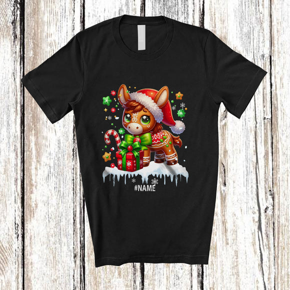 MacnyStore - Personalized Custom Name Donkey Santa Gingerbread; Adorable Christmas Baking Baker T-Shirt