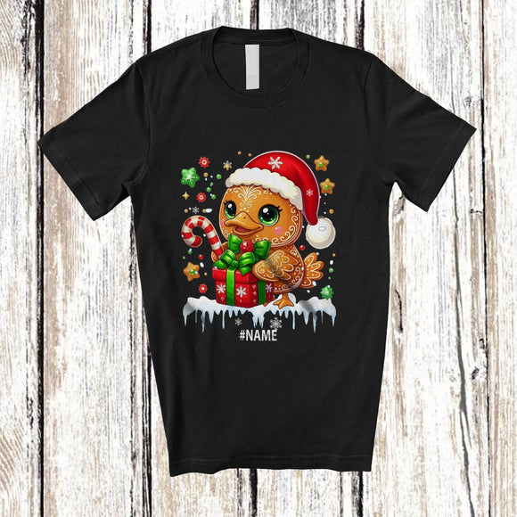 MacnyStore - Personalized Custom Name Duck Santa Gingerbread; Adorable Christmas Baking Baker T-Shirt