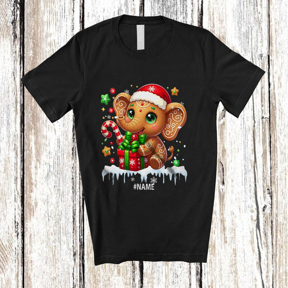 MacnyStore - Personalized Custom Name Elephant Santa Gingerbread; Adorable Christmas Baking Baker T-Shirt