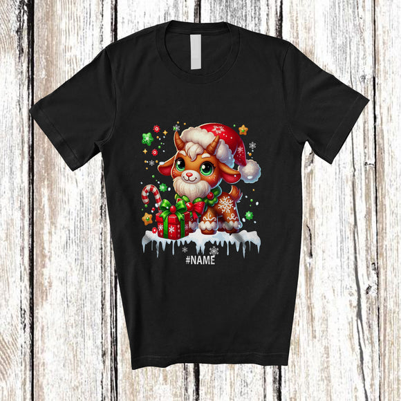 MacnyStore - Personalized Custom Name Goat Santa Gingerbread; Adorable Christmas Baking Baker T-Shirt