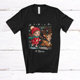 MacnyStore - Personalized Custom Name Santa Girl Reindeer; Adorable Christmas Santa Sleigh Snow; Family T-Shirt