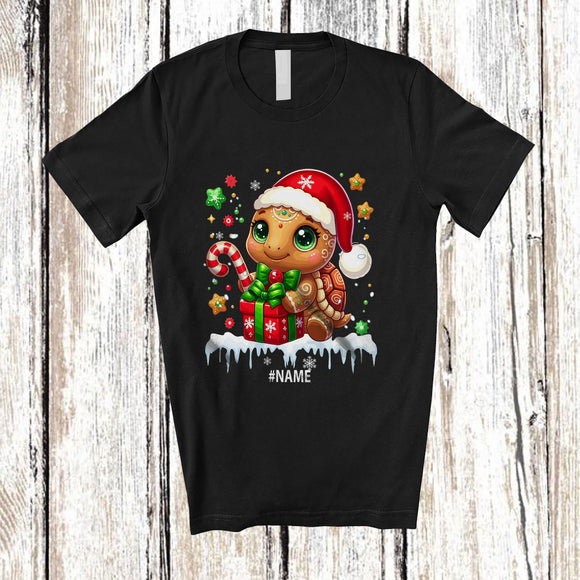 MacnyStore - Personalized Custom Name Turtle Santa Gingerbread; Adorable Christmas Baking Baker T-Shirt