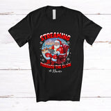 MacnyStore - Personalized Custom Name Streaming Through Snow; Merry Christmas Santa Streamer Working T-Shirt