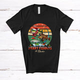 MacnyStore - Personalized Custom Name Vintage Retro Merry Fishmas; Awesome Christmas Three Fish; Fishing T-Shirt