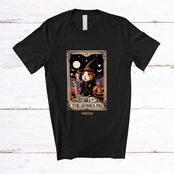 MacnyStore - Personalized Guinea Pig Witch Tarot Card; Awesome Halloween Custom Name Animal Lover T-Shirt