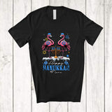 MacnyStore - Personalized Custom Name Happy Hanukkah; Amazing Chanukah Lights Flamingo Animal Lover T-Shirt