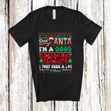 MacnyStore - Personalized Custom Name Santa I'm A Good Assistant Teacher; Amazing Christmas Sweater Careers T-Shirt